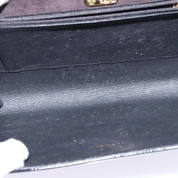 GUCCI Shoulder Bag Enamel Black Gold Auth - Picture 13 of 16